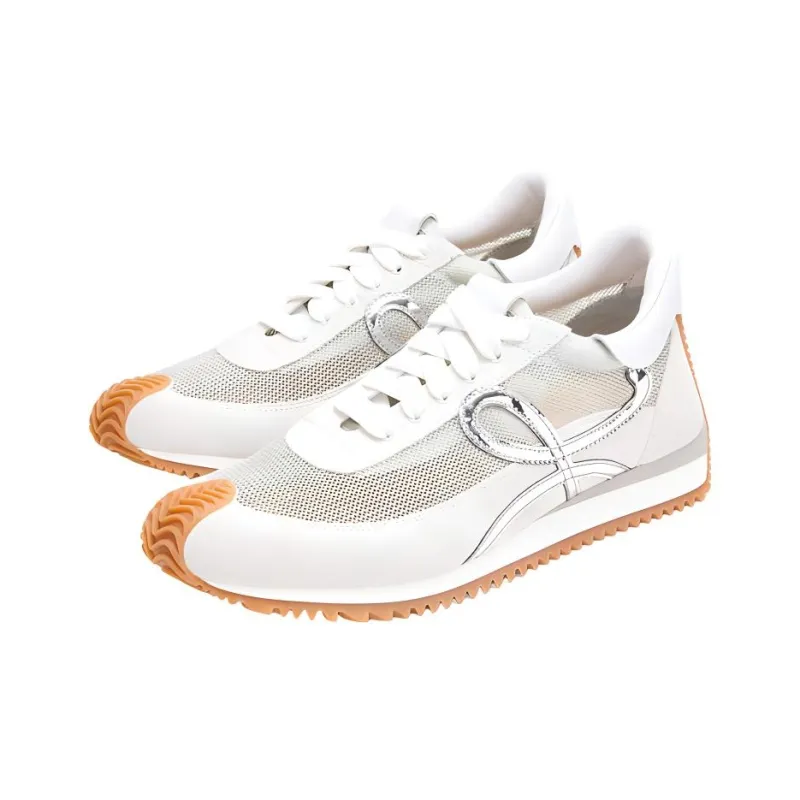 LOEWE Flow Runner Low Top Casual Shoes Men's White Silver-2