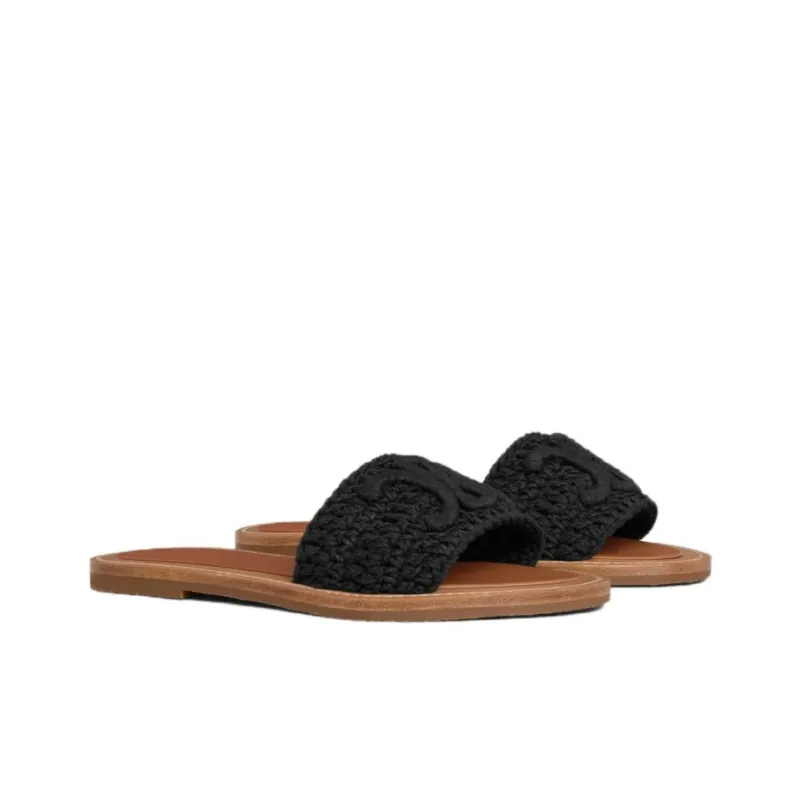 CELINE Slide Slippers Women's Black-2