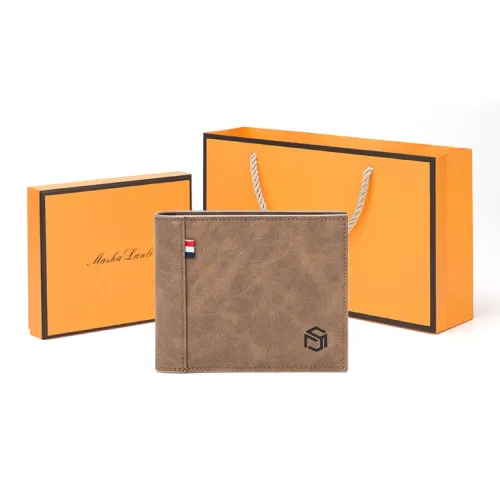 MashaLanti Microfiber Synthetic Leather Card Holder Wallet Men's Coffee