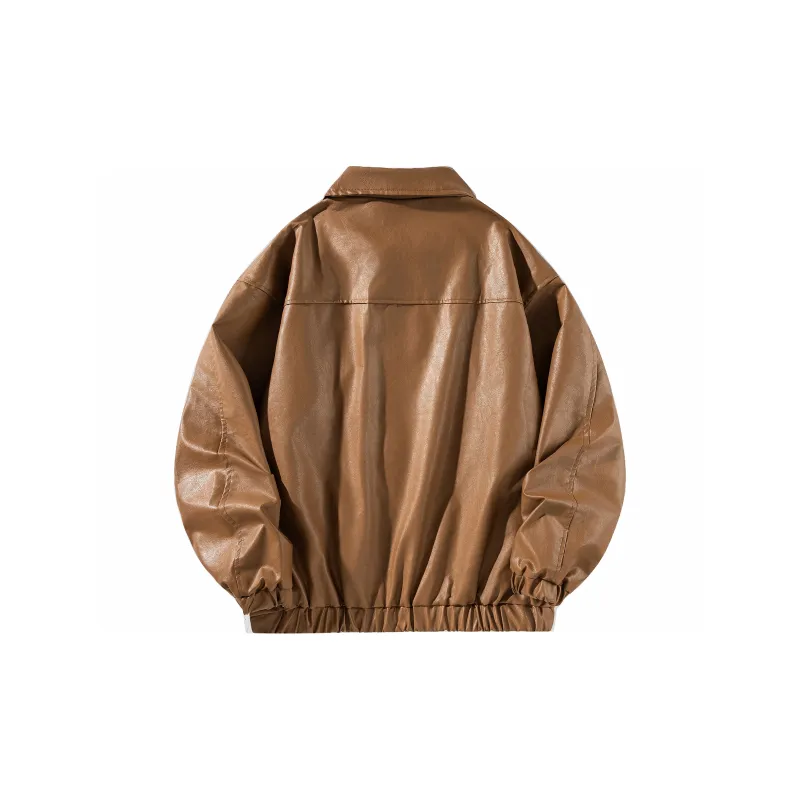 P8H9 PU Leather Jacket Coat Unisex-3