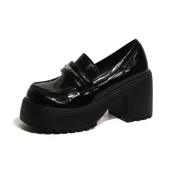 SHUXI Loafers Women's Black Glossy/Black Matte/Brown