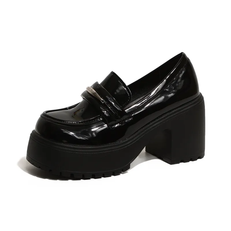 SHUXI Loafers Women's Black Glossy/Black Matte/Brown-0
