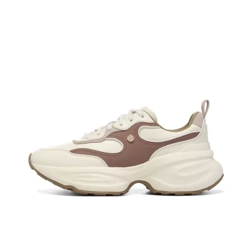 LI-NING 1990 Classic Collection Casual Shoes Women's Low-Top Pale Antique Yellow/cinnamon Brown