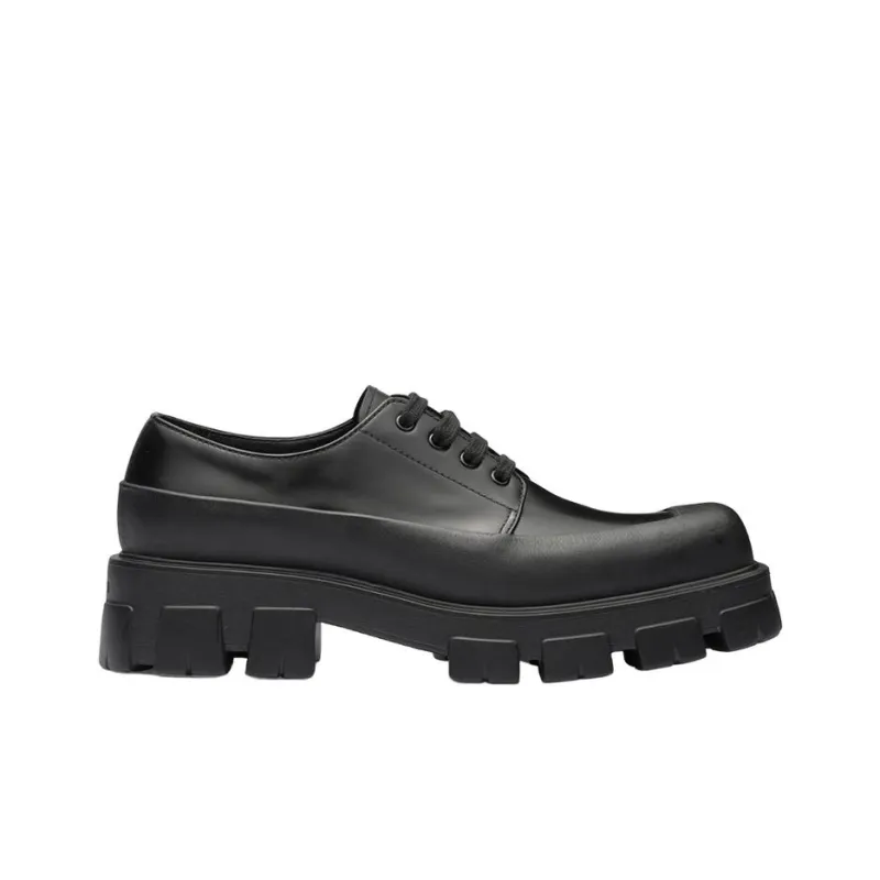 PRADA Monolith Brushed Leather Lace-up 'Black'-1