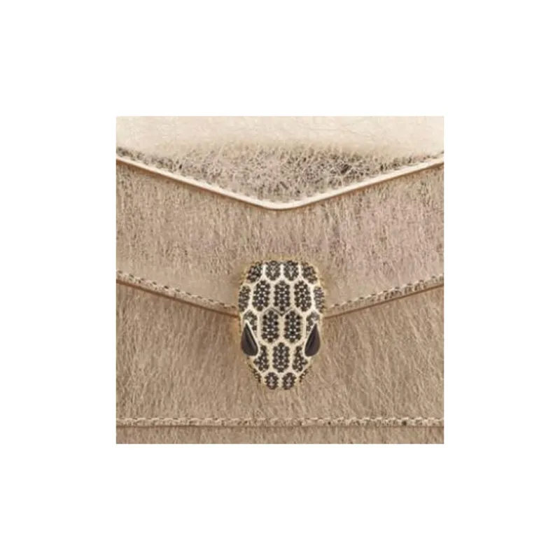 BVLGARI Calfskin Shoulder Bag Crossbody Bag Handbag Mini Women's Light Gold-3