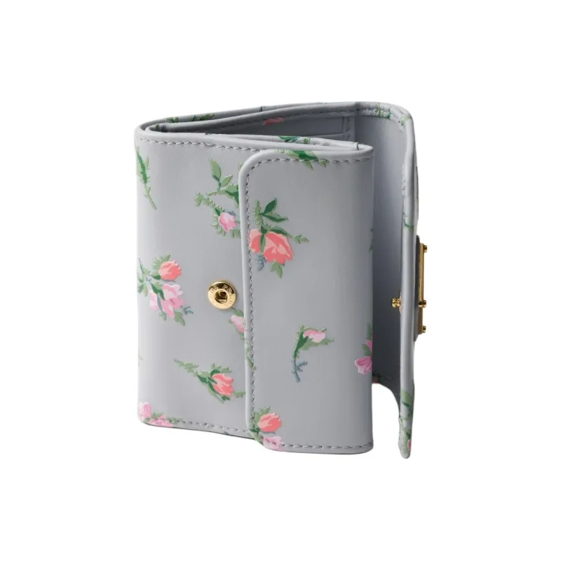 PRADA Leather Wallet Women's Pearl Gray-2