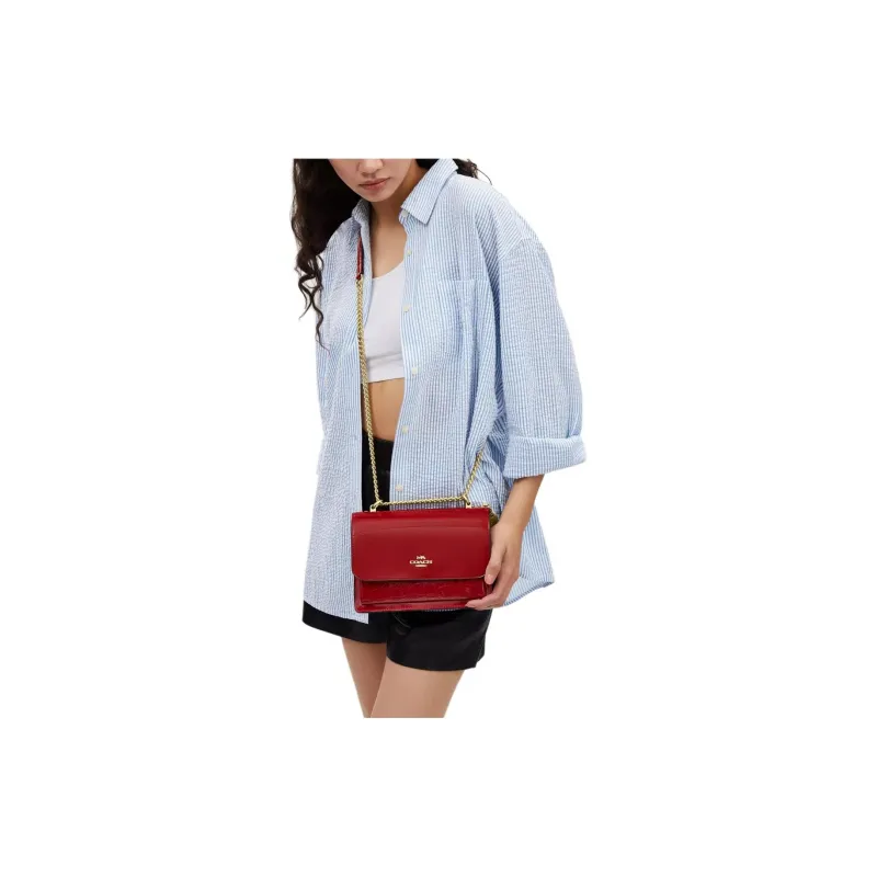 COACH Klare Smooth Leather With Patent Leather Shoulder Bag, Crossbody Bag Small Size Women's Red-4