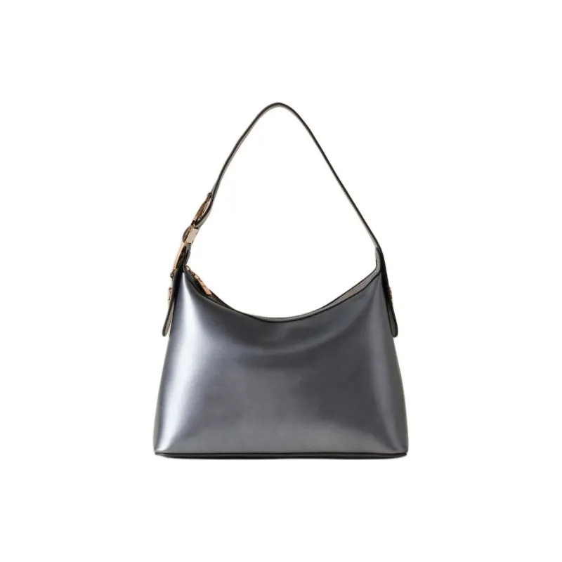 BORBONESE Calfskin Hobo Bag Handbag Shoulder Bag Medium Size Women's Ruthenium Purple-0