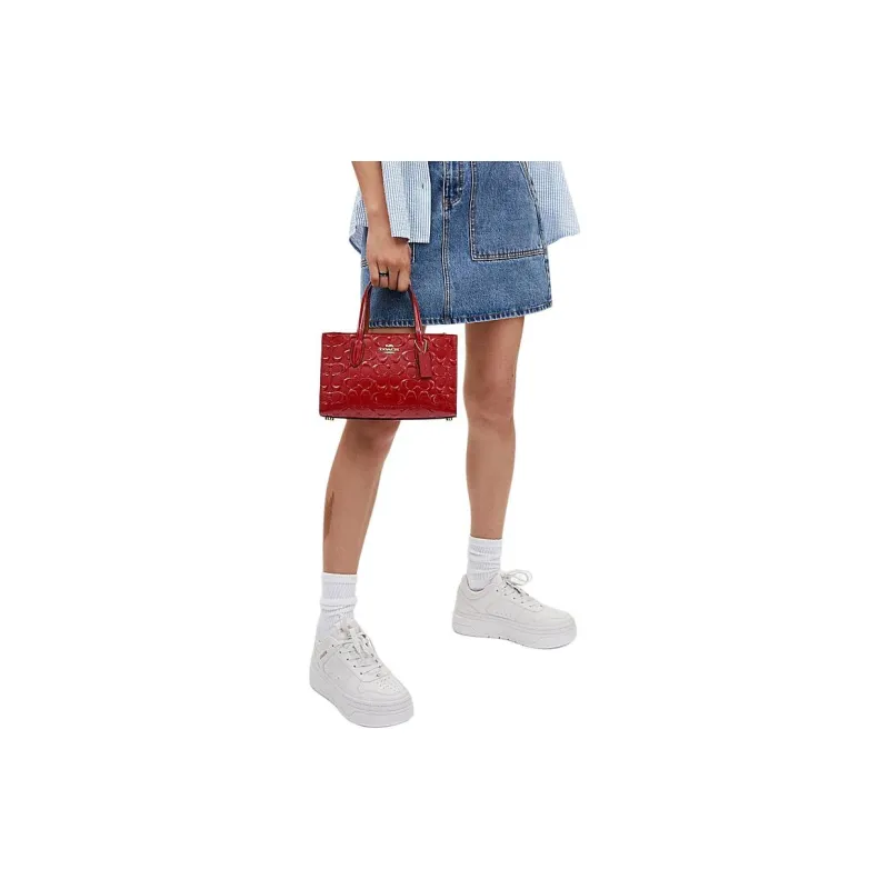 COACH Leather Tote Bag, Shopping Bag, Handbag Small Size Women's Red-3