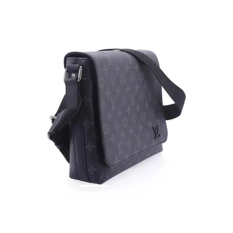 LOUIS VUITTON District Canvas With Leather Messenger Bag, Shoulder Bag, Crossbody Bag Trumpets Men's Black Gray-2