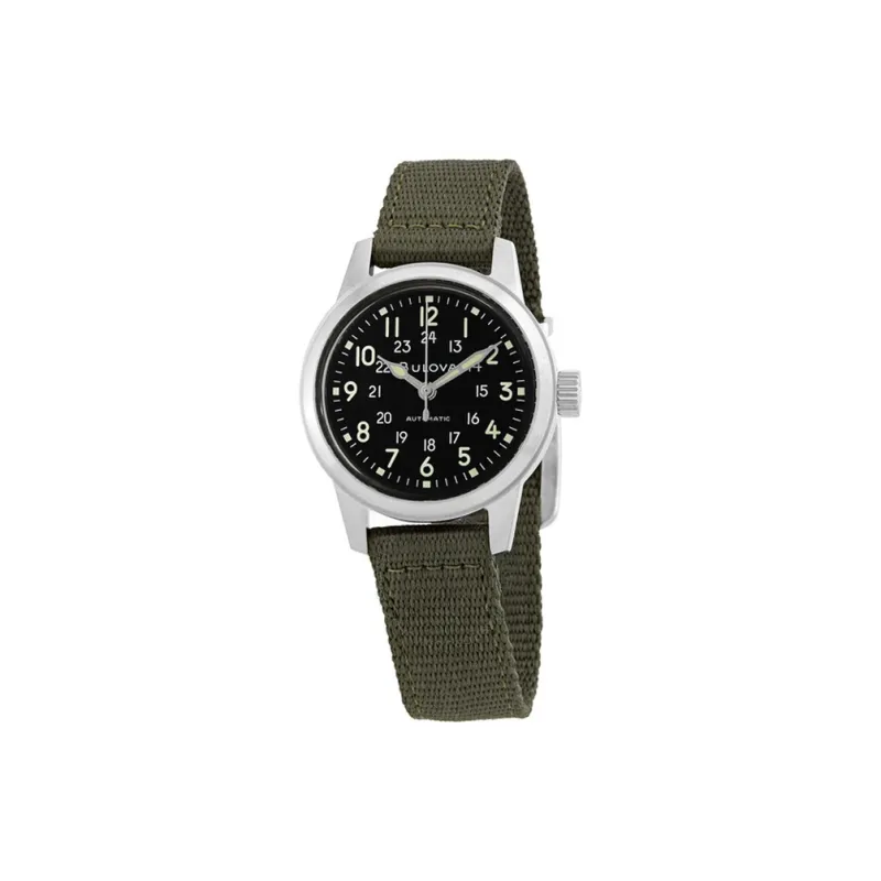 BULOVA Wrist Watch Automatic Mechanical Movement Nylon Strap 38mm Black Dial Men's Watches-0