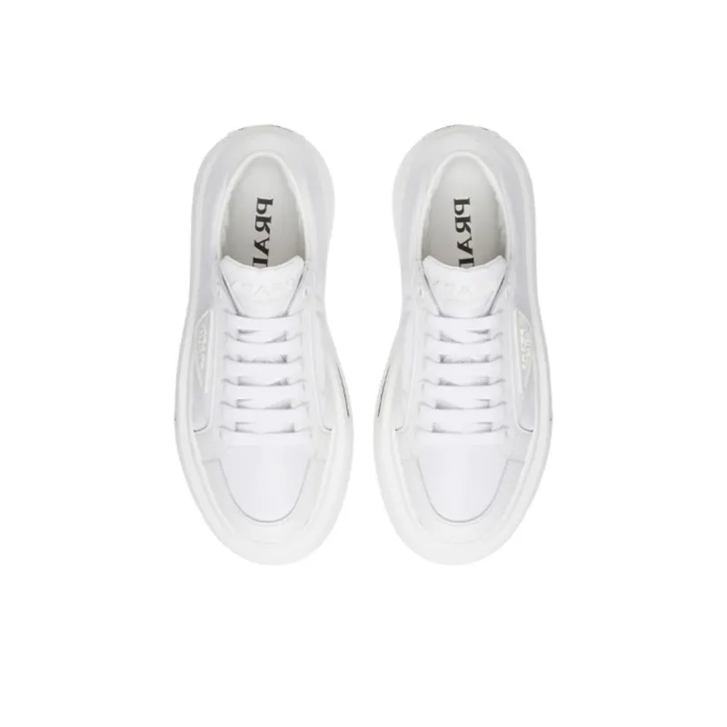 PRADA Macro Low Top Stylish Skateboarding Shoes Women's White-4