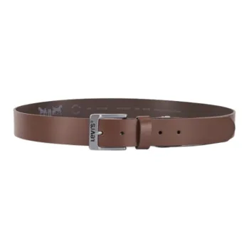 Levi’s Vintage Elegance Emblem Pin Buckle Metal Alloy Cow Split Leather Leather Belts Men's Brown