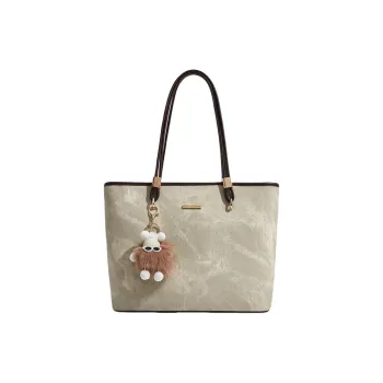 PESASRIE PU Shoulder Bag Tote Regular Women's Green & Coffee/Ecru & Black