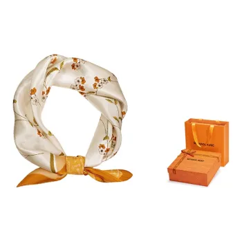 MITHAOL KUSC 100% Mulberry Silk Silk Scarves Women's Bright Yellow