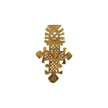 CHANEL 1994 Plated Cc Cross Costume Brooch