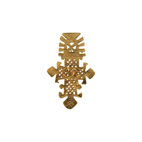 CHANEL Pre-Owned 1994 Plated CC Cross Costume Brooch