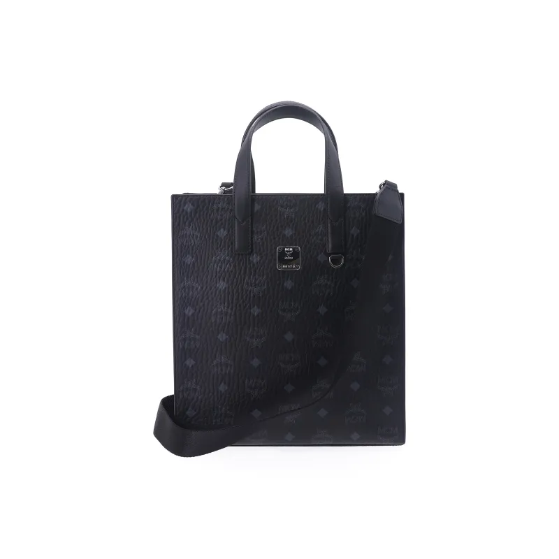 MCM Klassik Visetos Coated Canvas Tote Bag Shopping Bag Shoulder Bag Crossbody Bag Handbag Small Size Unisex Black-0
