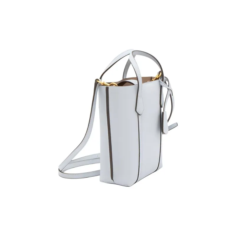 TORY BURCH Perry Embossed Leather Tote Bag, Shopping Bag, Shoulder Bag, Crossbody Bag, Handbag Mini Women's Light Blue-2