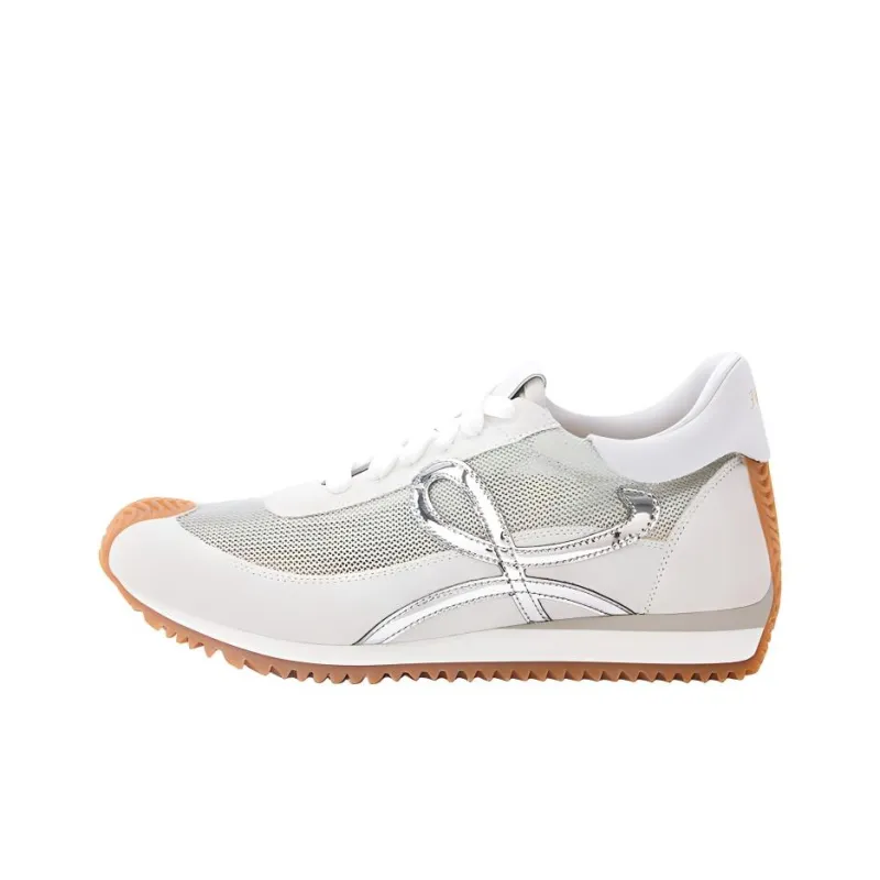 LOEWE Flow Runner Low Top Casual Shoes Men's White Silver-0