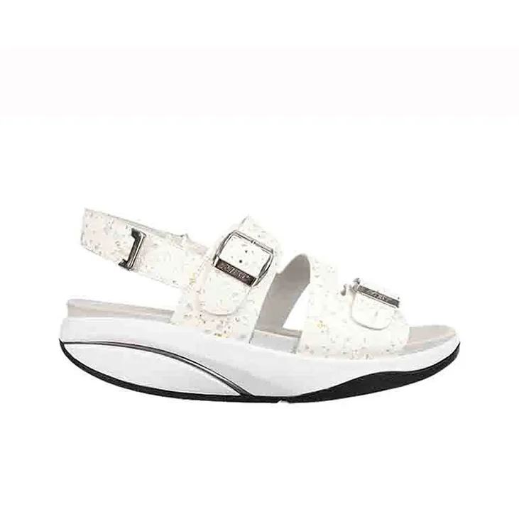 MBT Beach Sandals Women's Light Gray/Gold Trim-1