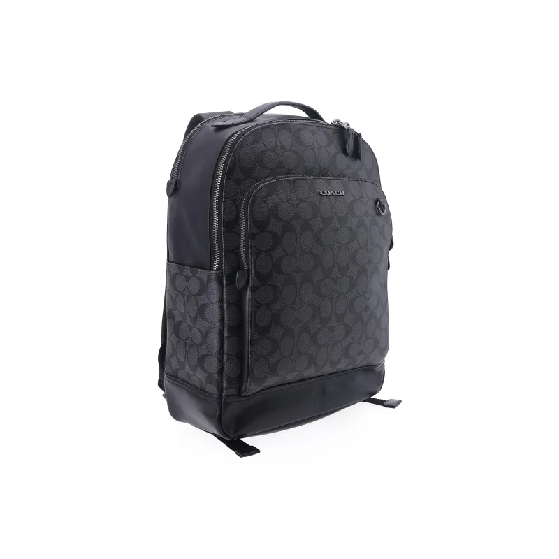 COACH Graham Canvas With Calfskin Backpack Large Size Men's Black Monogram-2