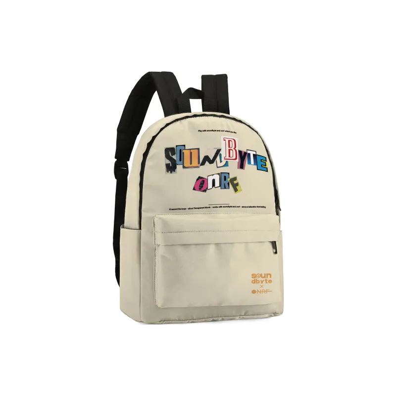 Soundbyte × ONRF Collaboration Polyester Students Backpack Laptop Bag Regular Unisex White-6
