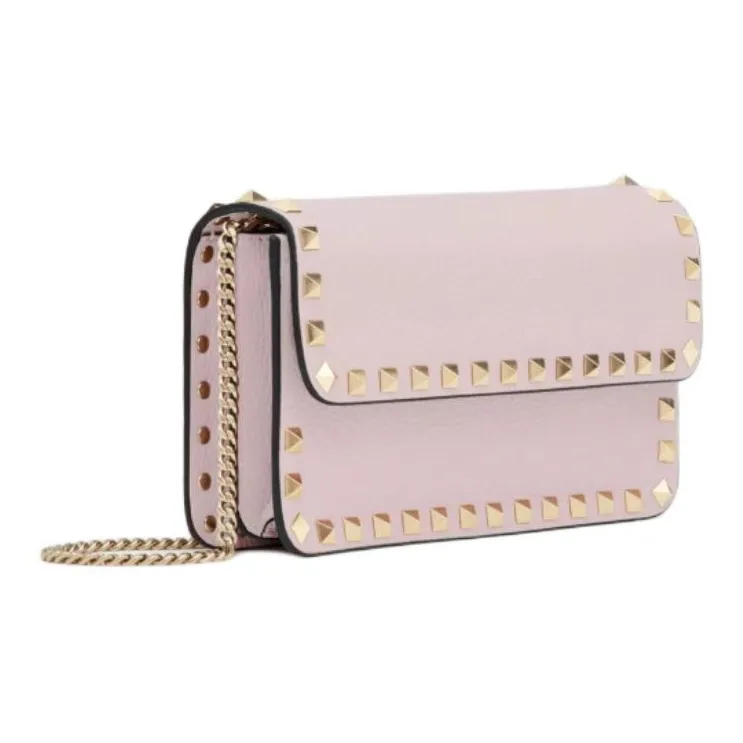Valentino ROCKSTUDGARAVANI Grained Calfskin Crossbody Bag Shoulder Bag Women's Water Lilac Pink-1