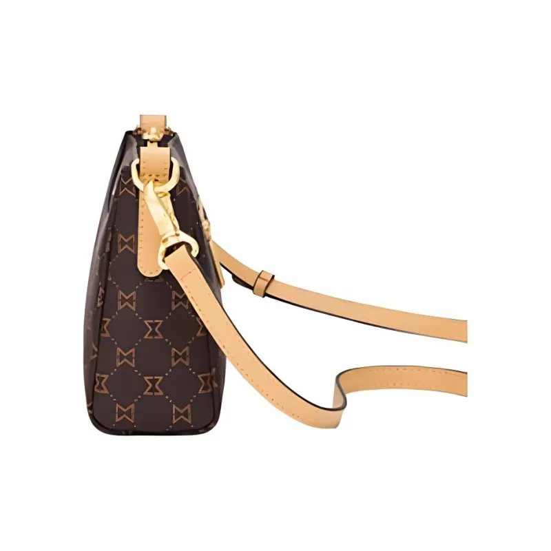 MashaLanti PVC Crossbody Bag Shoulder Bag Small Size Women's Dark Brown & Apricot-4