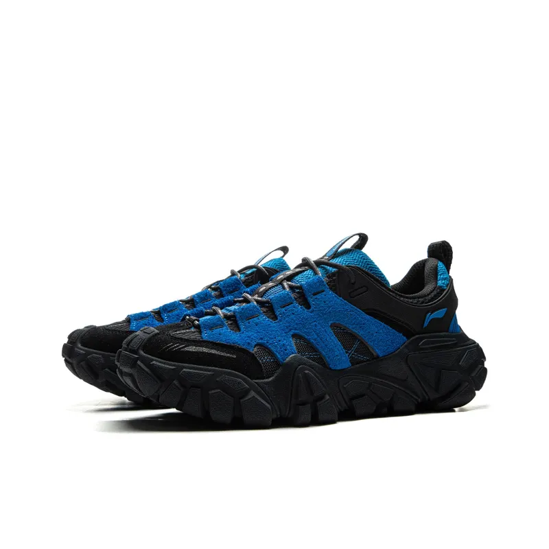 LiNing Dunes Cushioning Anti Slip Wear Resistant Breathable Height Increasing Low Top Casual Shoes Men's Black Blue-2