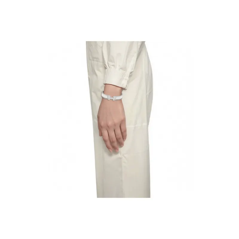 HERMES Bracelet Narrow Clic Clac H Enamel Pm White-4