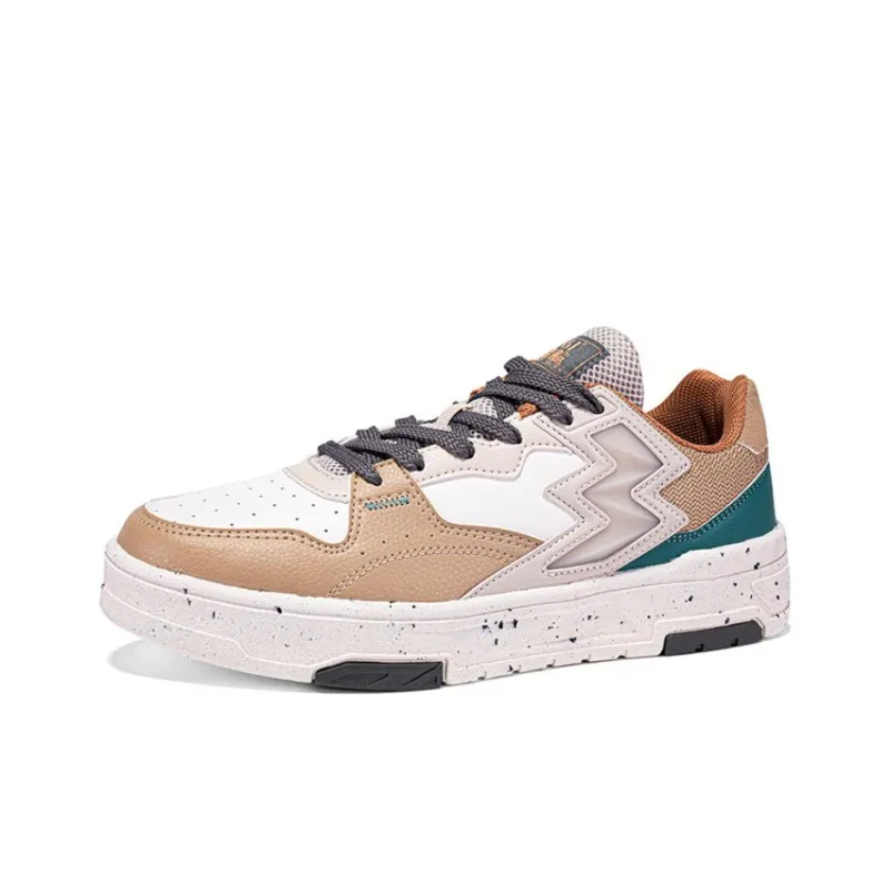 361° Anti-Slip Wear-Resistant Low-Top Skateboard Shoes Men's Feather White Apricot Tea Brown-2