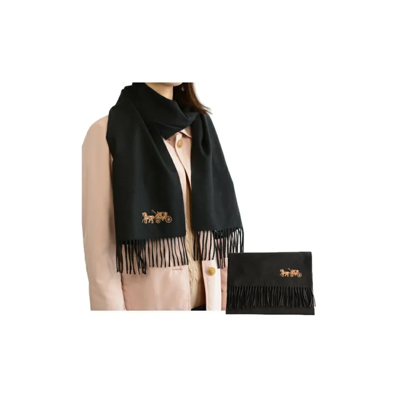 COACH Knit Scarves Unisex Black-2
