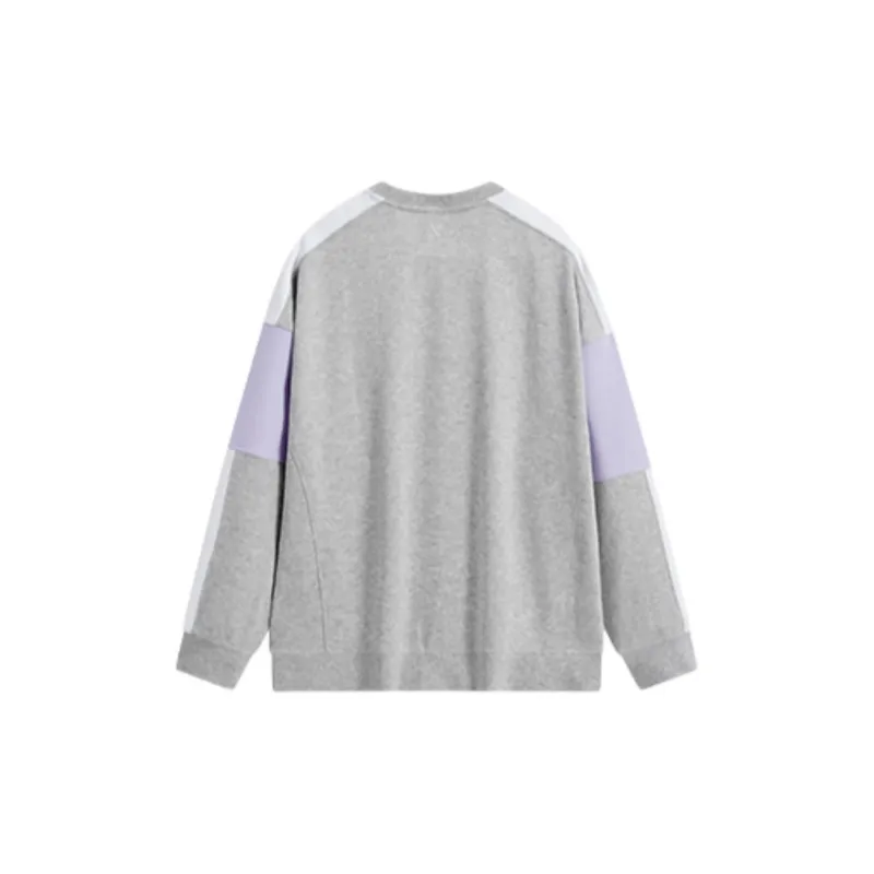 XTEP Vitality Series Sweatshirt Women's Light Heather Gray 24/Sheer Purple/Pearl White-1