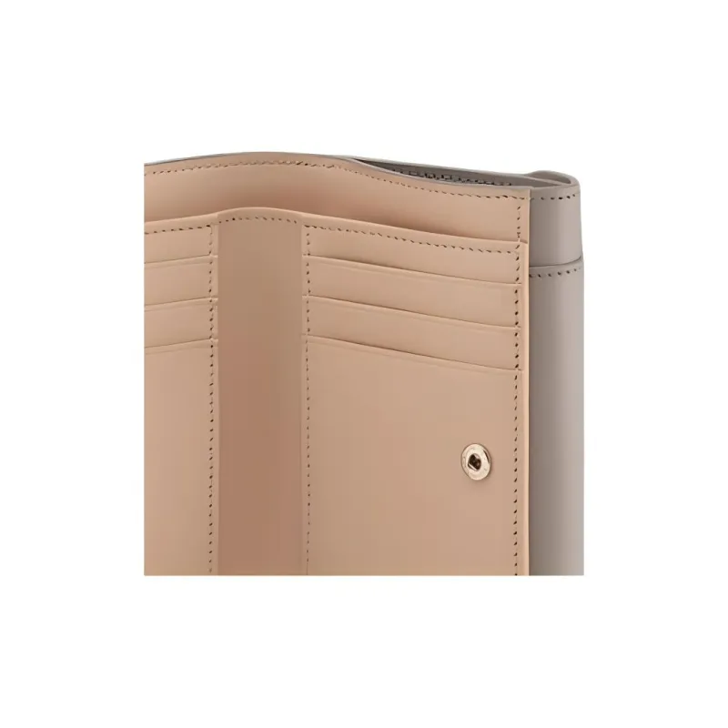 BVLGARI Calfskin Wallet Small Size Women's Gray-3