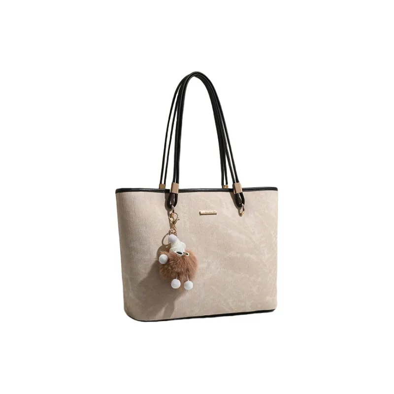 PESASRIE PU Shoulder Bag Tote Regular Women's Green & Coffee/Ecru & Black-7