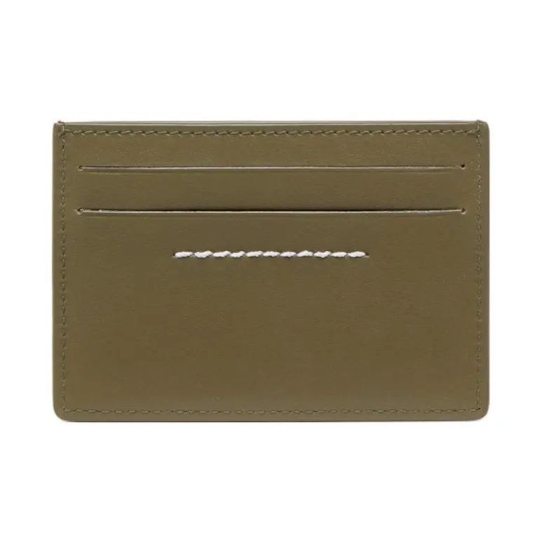MM6 Maison Margiela Cow Leather Card Holder Women's Olive-2