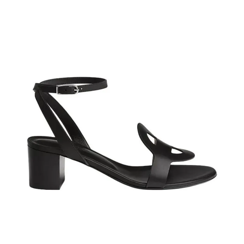 HERMES Juliette Strap Sandals 4.5cm Women's Black-1