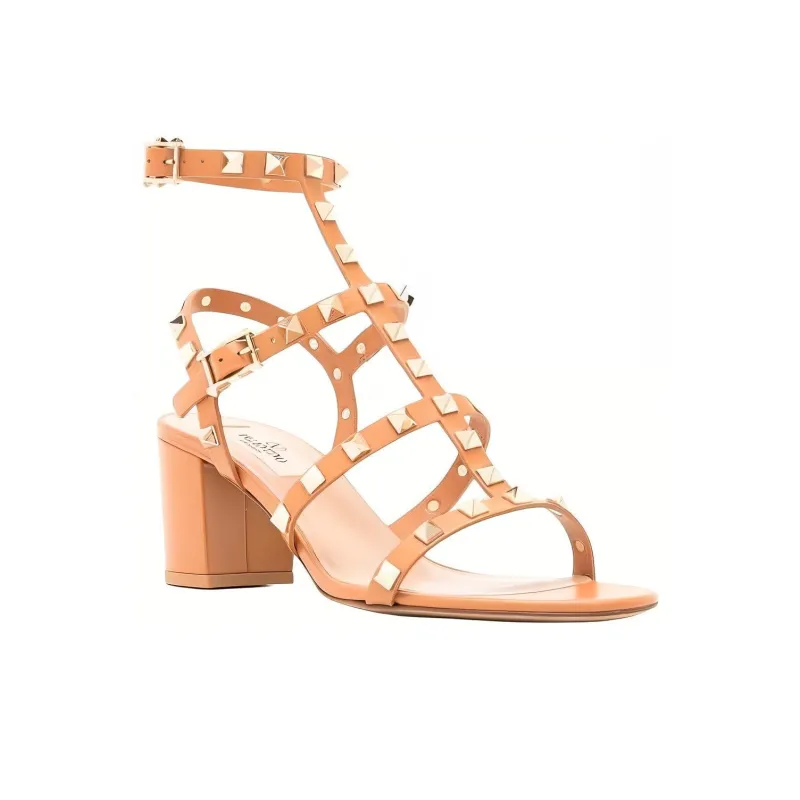 Valentino Rockstud One Strap Sandals Women's Orange-2