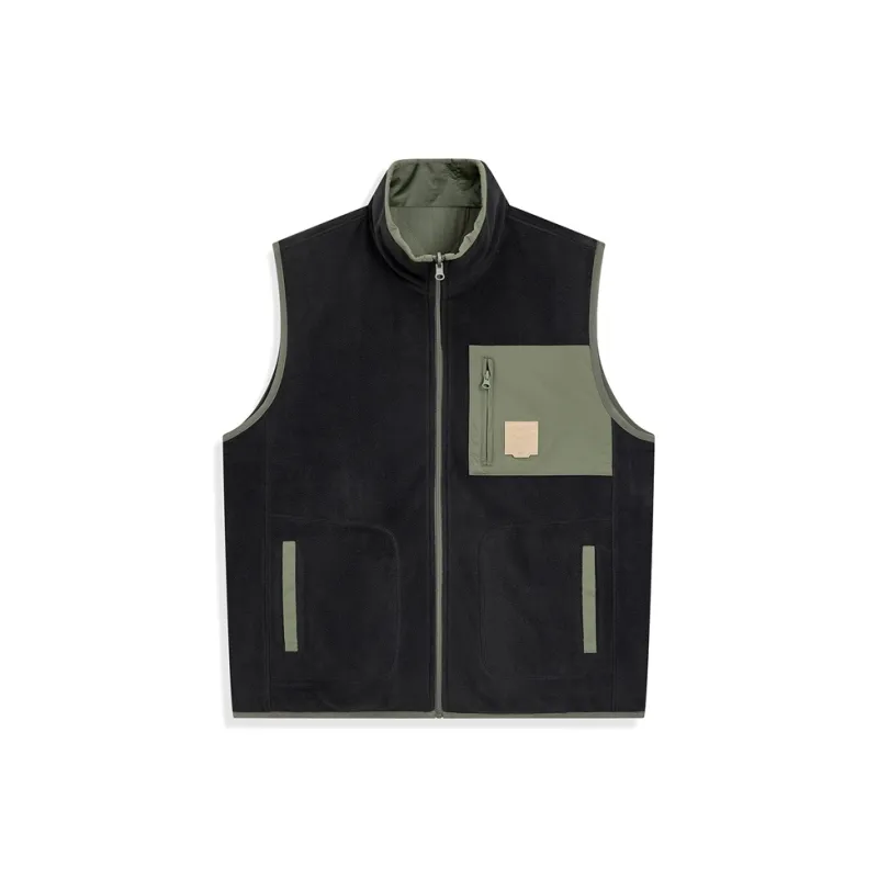 XTEP Stand Collar Without Hood Puffer Jacket Unisex Jet Black/Light Tea Green-1