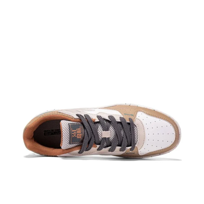 361° Anti-Slip Wear-Resistant Low-Top Skateboard Shoes Men's Feather White Apricot Tea Brown-5