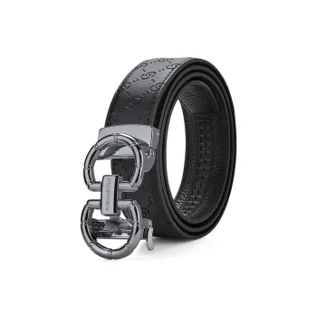 WilliamPOLO Cow Leather Leather Belts Men's Gunmetal 3.5cm Width