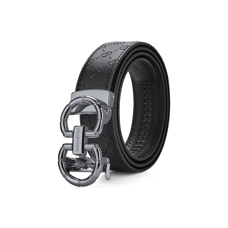 WilliamPOLO Cow Leather Leather Belts Men's Gunmetal 3.5cm Width-0