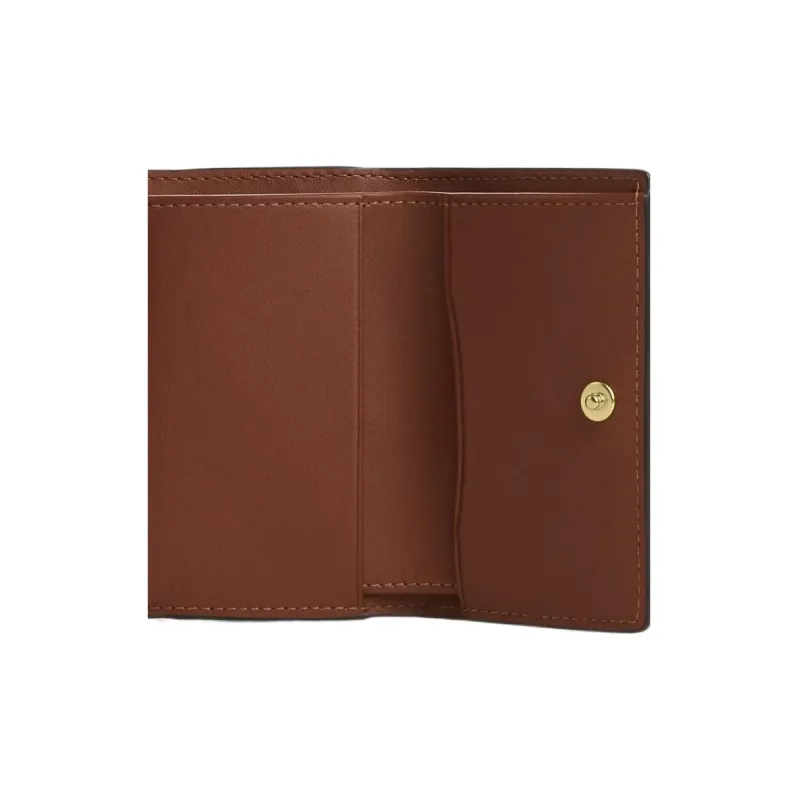 COACH Micro Coated Canvas With Smooth Leather Coin Purses Wallets Mini Women's Red Brown-3