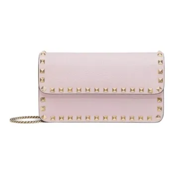Valentino ROCKSTUDGARAVANI Grained Calfskin Crossbody Bag Shoulder Bag Women's Water Lilac Pink