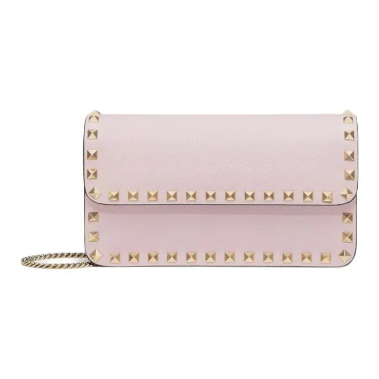 Valentino ROCKSTUDGARAVANI Grained Calfskin Crossbody Bag Shoulder Bag Women's Water Lilac Pink-0