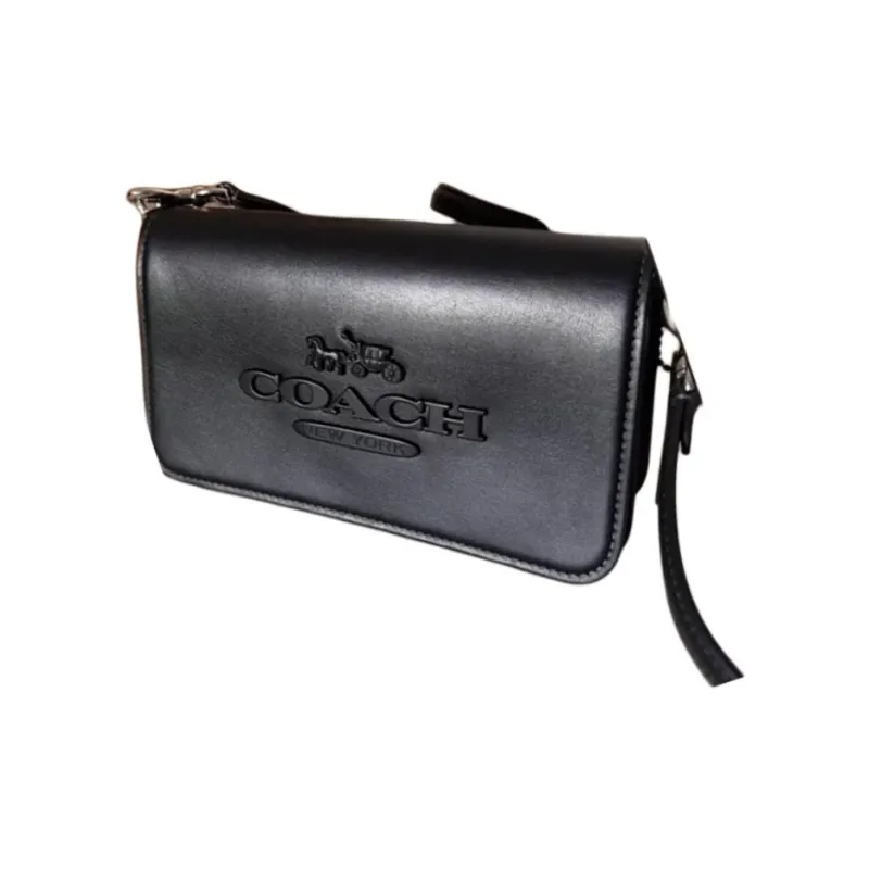 COACH Cow Leather Shoulder Bag Crossbody Bag Small Size Unisex Black-1