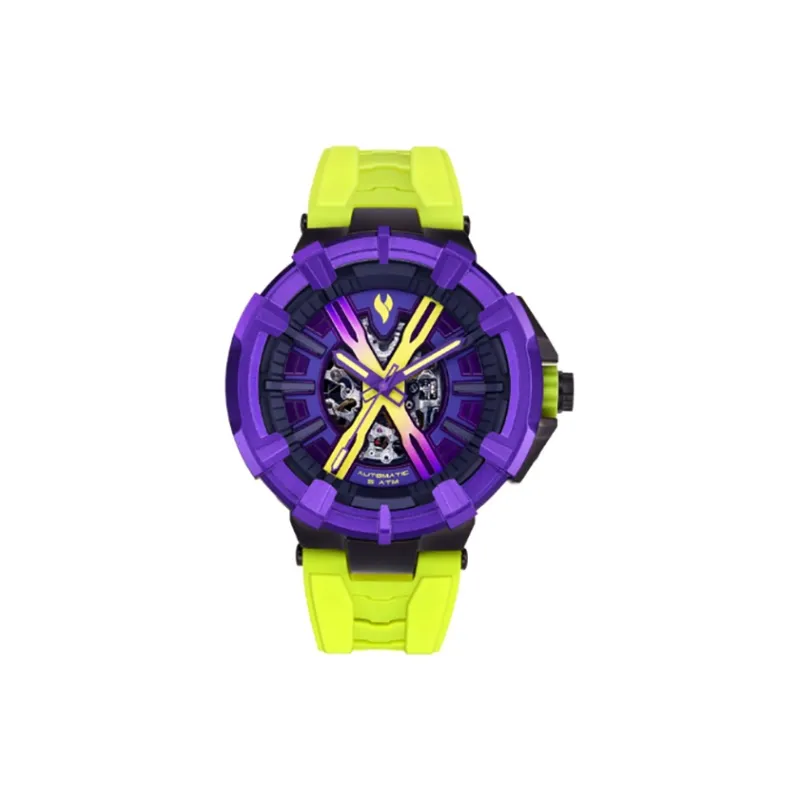 YOUNG STERNA Automatic Mechanical Movement Silicone Strap Watch Unisex Black Dial-12