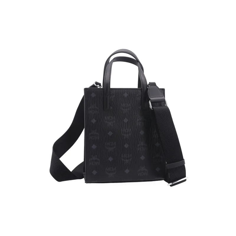 MCM Klassik Visetos Leather Tote Bag, Shopping Bag, Shoulder Bag, Crossbody Bag, Handbag Mini Unisex Black-4