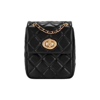 Hush Puppies Cow Leather Bonded Synthetic Leather Crossbody Bag Shoulder Bag Small Size Women's Black